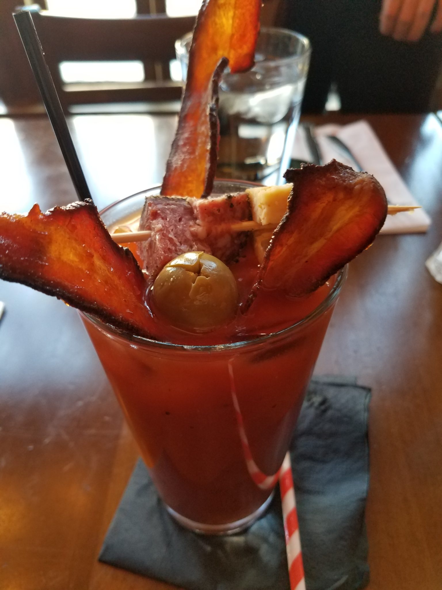 The Bloody Mary from Union Street in Detroit, MI comes with spicy honey bacon. 